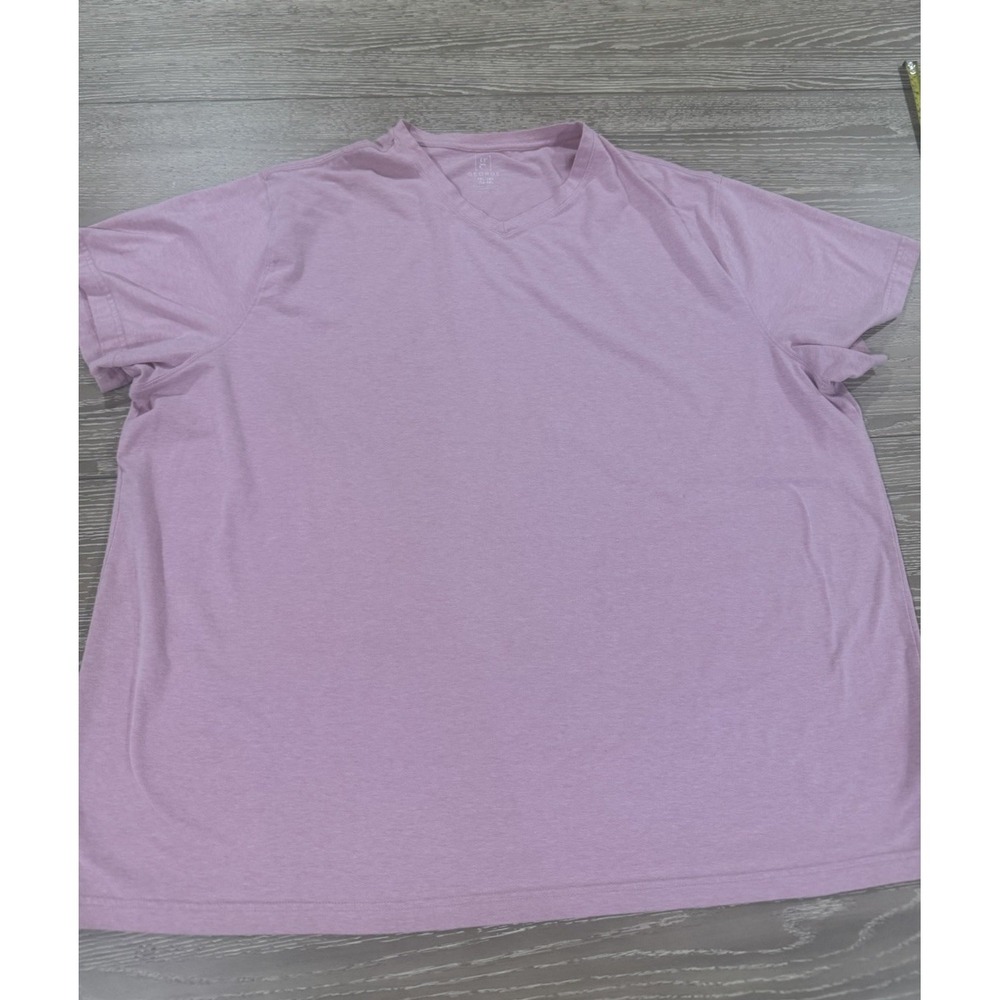 George Mens 3XL Pink V-Neck T-Shirt Big & Tall Stretch Tee 3XG 54-56